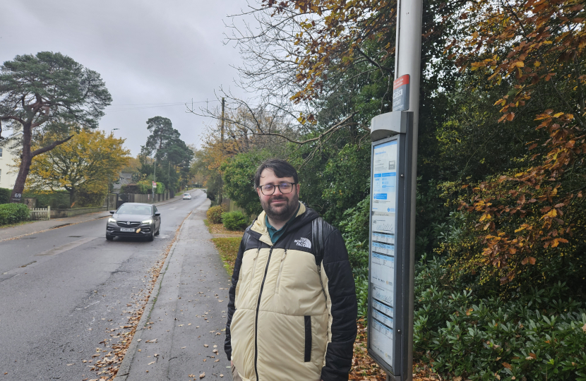 Thomas at at bus stop in Keston