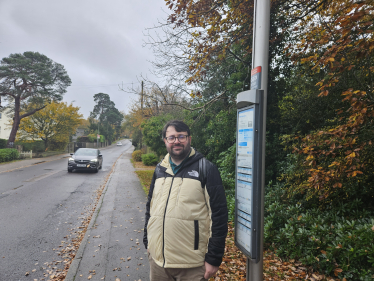 Thomas at at bus stop in Keston